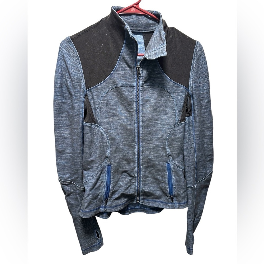 LULULEMON FORME JACKET IN SLUB DENIM BLUE/BLACK SIZE 6 - Picture 2 of 9